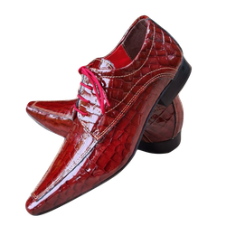 Sapato Masculino Italiano Em Couro Vermelho Dangla... - Art Sapatos ®