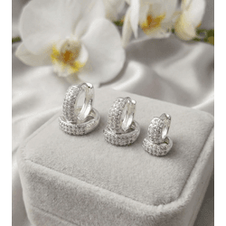 Trio Argola Redonda Cravejada Zirconias Banhada a ... - A S JOIAS E SEMIJOIAS