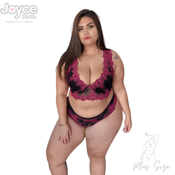 Conjunto Plus Size lingerie Cropped Alça Renda Pre... - lOJA ONLINE MODA PLUS SIZE