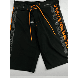 Bermuda Surf Quiksilver preta e laranja - Atacado das Tailandesas