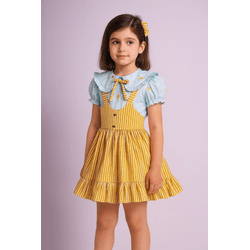 CONJUNTO JARDINEIRA ALEXA-ESTRELA DOURADA - Ateliê NewBaby
