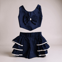 CONJUNTO LUANA - AZUL MARINHO - Ateliê NewBaby