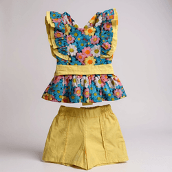 CONJUNTO MALU - FLORAL AMARELO - Ateliê NewBaby