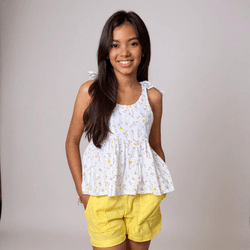 Conjunto Sarinha - Floral amarelo - Ateliê NewBaby