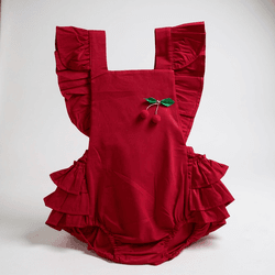  ROMPER BABADO -vermelho - Ateliê NewBaby