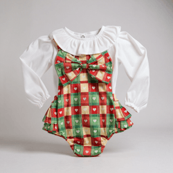 CONJUNTO ROMPER LAÇOS BLUSA -XADREZ CORAÇÃO - Ateliê NewBaby