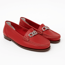 Mocassim Feminino Clássico em Couro Cor Vermelho O... - Ateliê Mario Mello