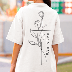 Camiseta Básica Flores Ele Vive - Aurora Clothing