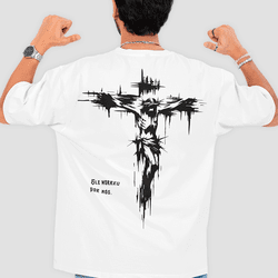 Camiseta Oversized Jesus na Cruz - Aurora Clothing