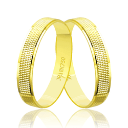 Par de Alianças de Casamento em Ouro 18K - Reto Re... - Authentika
