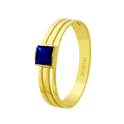 Anel de Formatura em Ouro 18K - Pedra Azul - ANF50 - Authentika