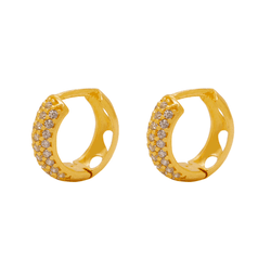 Brinco em Ouro 18K Argola com Zircônias - Corações... - Authentika