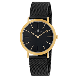 Relógio Oslo Slim Feminino - Preto e Dourado Analó... - Authentika