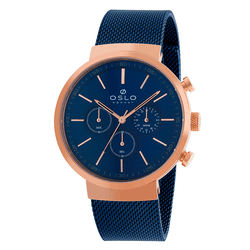 Relógio Oslo Masculino - Azul e Dourado Cronógrafo... - Authentika