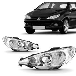 Farol Peugeot 2006 - Cromado De 2004 á 2008 - Lent... - Dominio Auto Peças 