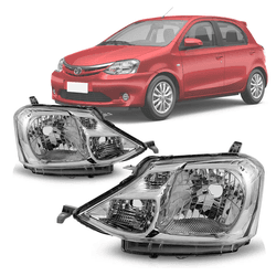 Farol Etios 2013 á 2016 - Carcaça Cinza - V055 - Dominio Auto Peças 