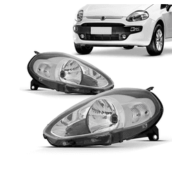 Farol Fiat Punto 2013 á 2017 Máscara Cromada- Impo... - Dominio Auto Peças 