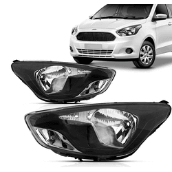 Farol Ford Ka 2015 á 2018 - Máscara Preta - Import... - Dominio Auto Peças 