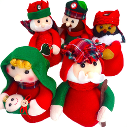 Presépio Infantil em Feltro 5 Peças Vermelho e Ver... - BAIUCA