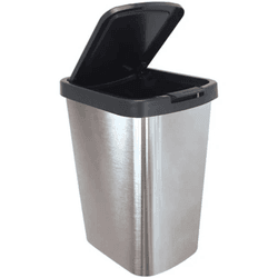 Lixeira 9l c/ click metalizada - 12345 - Bazar Canto das Utilidades