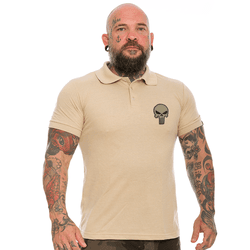Camiseta Gola Polo Bege Punisher TAN - POL-026-BEG - b2b-team6.com.br
