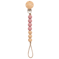 PRENDEDOR DE CHUPETA SILICONE E BAMBU ROSA - 15646 - BEDOT