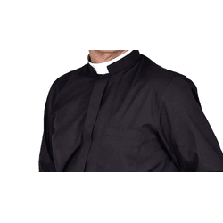 CAMISA CLERICAL ROMANA MANGA LONGA - CRL168PT01 - Benedictus Livraria Católica