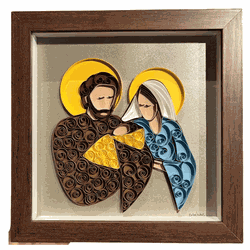 QUADRO SAGRADA FAMÍLIA QUILLING MARROM 23 X 23 CM ... - Benedictus Livraria Católica