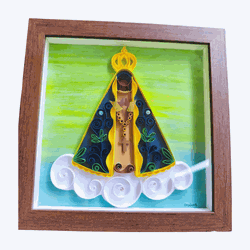 QUADRO N SRA APARECIDA QUILLING MARROM 23 X 23 CM ... - Benedictus Livraria Católica