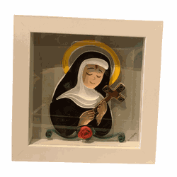 QUADRO SANTA RITA QUILLING BRANCO 16 X 21 CM - 300... - Benedictus Livraria Católica