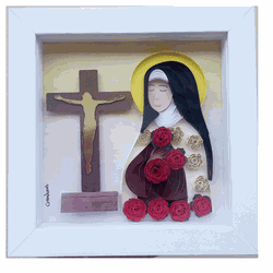 QUADRO SANTA TERESINHA QUILLING BRANCO 16 X 21 CM ... - Benedictus Livraria Católica