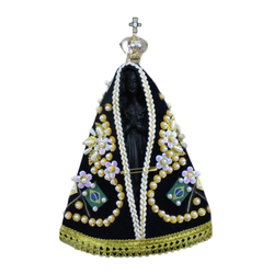 Imagem Resina - Nossa Senhora Aparecida 15 cm - Manto Tecido Bordado - 23451 - Betânia Loja Catolica 