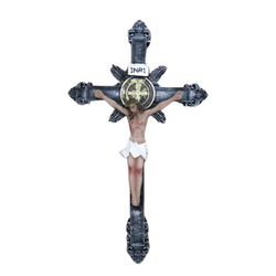 Crucifixo Resina -Medalha São Bento - 24 cm - 27094 - Betânia Loja Católica 