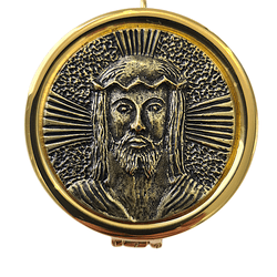 Teca Face de Cristo Dourada - 5,5 cm - 22675 - Betânia Loja Católica 