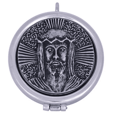 Teca Face de Cristo Niquelado - 5,5 cm - 22678 - Betânia Loja Católica 