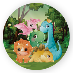 Capa Painel Redondo 1,5 x 1,5 Tema Dino Baby | 015 - Loja | Bibi Painéis