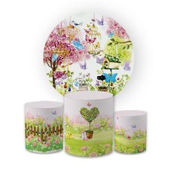 Kit Capas Painel + Trio Cilindros Tema Jardim Enca... - Loja | Bibi Painéis