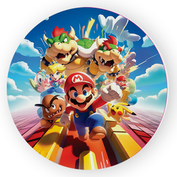 Capa Painel Redondo 1,5 x 1,5 Tema Super Mario e T... - Loja | Bibi Painéis