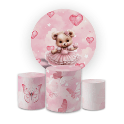 Kit Capas Painel + Trio Cilindros Tema Ursinha Ros... - Loja | Bibi Painéis