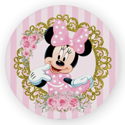 Capa Painel Redondo Minnie Rosa e Dourado - Loja | Bibi Painéis