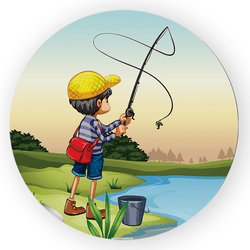 Painel Decorativo Redondo Tema Pescador - Loja | Bibi Painéis