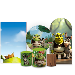 Kit Capa Painel Completo Decoração Festa Tema Shre... - Loja | Bibi Painéis