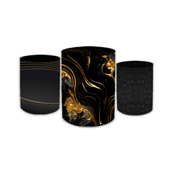 Trio Cilindros Capas De Repente Dourado e Preto - Loja | Bibi Painéis