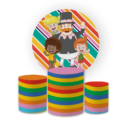 Kit Capa Painel Redondo + Trio Cilindros Decoração... - Loja | Bibi Painéis
