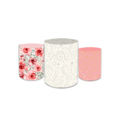 Trio Cilindros Capas De Repente Rosa Flores - Loja | Bibi Painéis