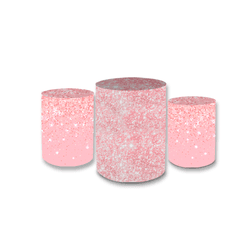 Kit Trio De Cilindros Glitter Rosa Claro - Loja | Bibi Painéis