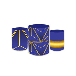 Kit Trio De Cilindros Geométrico Azul Escuro - Loja | Bibi Painéis