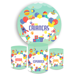 Kit Capa Painel + Trio Cilindros Dia Das Crianças - Loja | Bibi Painéis