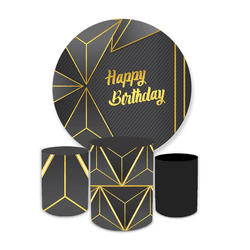 Kit Capa Painel + Trio Cilindros Happy Birthday Pr... - Loja | Bibi Painéis