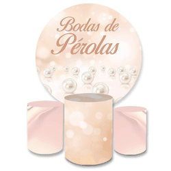Kit Capa Painel + Trio Cilindros Bodas De Pérolas - Loja | Bibi Painéis